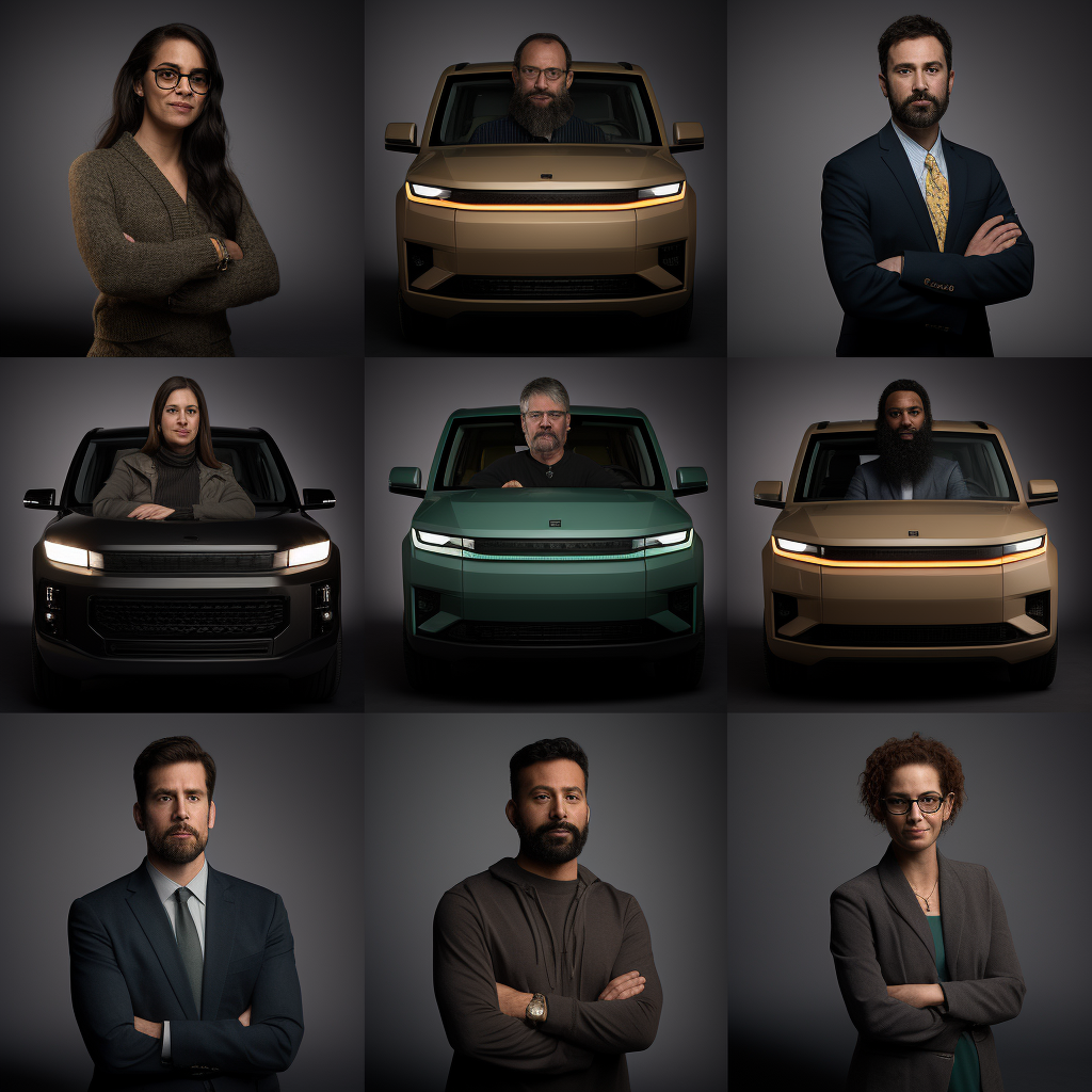 Carro envolvido por serviços da Wrap Masters Hub com destaque para a aplicação de AI da Rivian Automotiv / Car wrapped by Wrap Masters Hub services spotlighting Rivian Automotive's AI implementation.